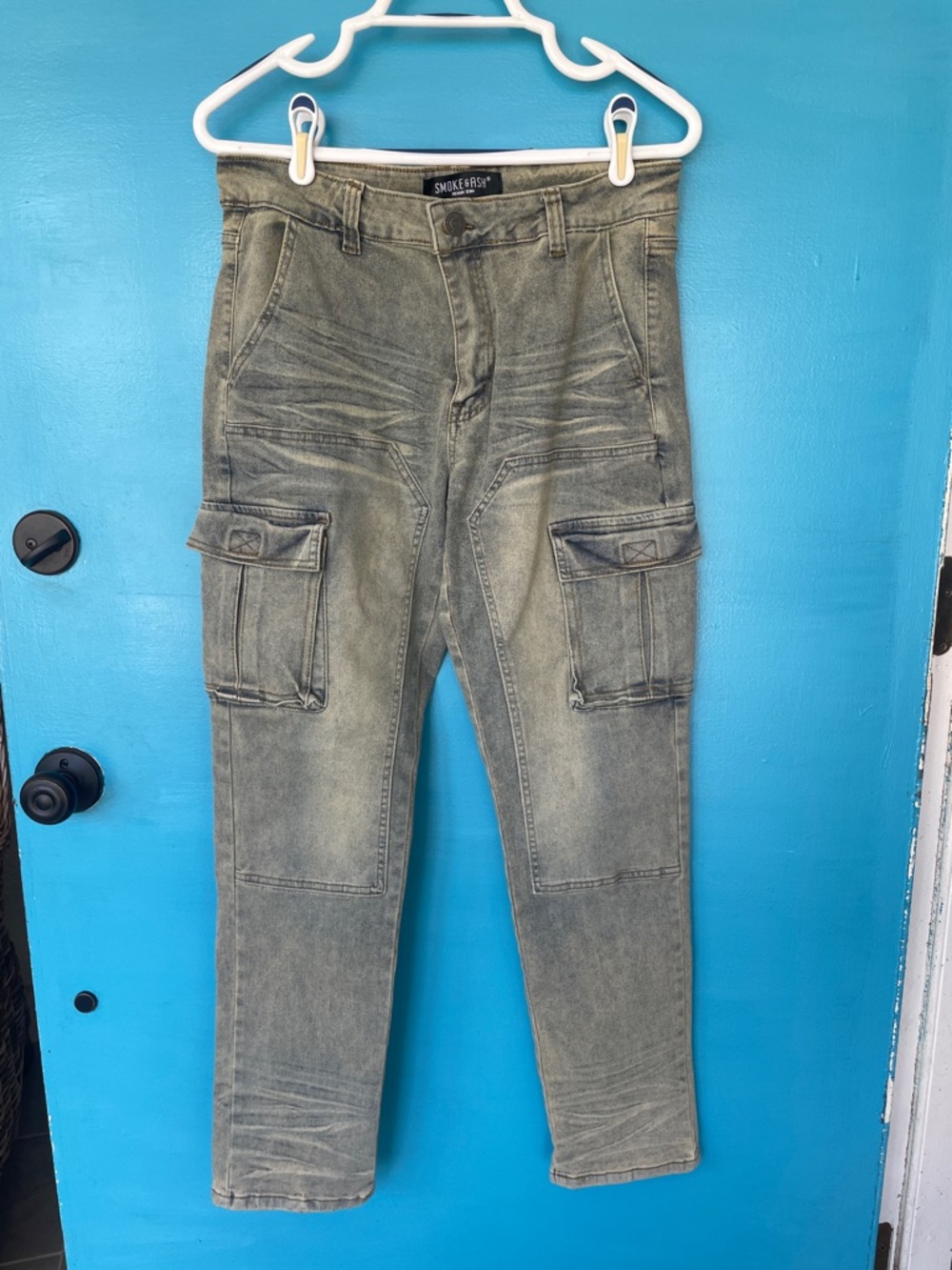 Smoke & Ash Whiskered Y2K Streetwear Retro Patina Cargo Pants 32/30